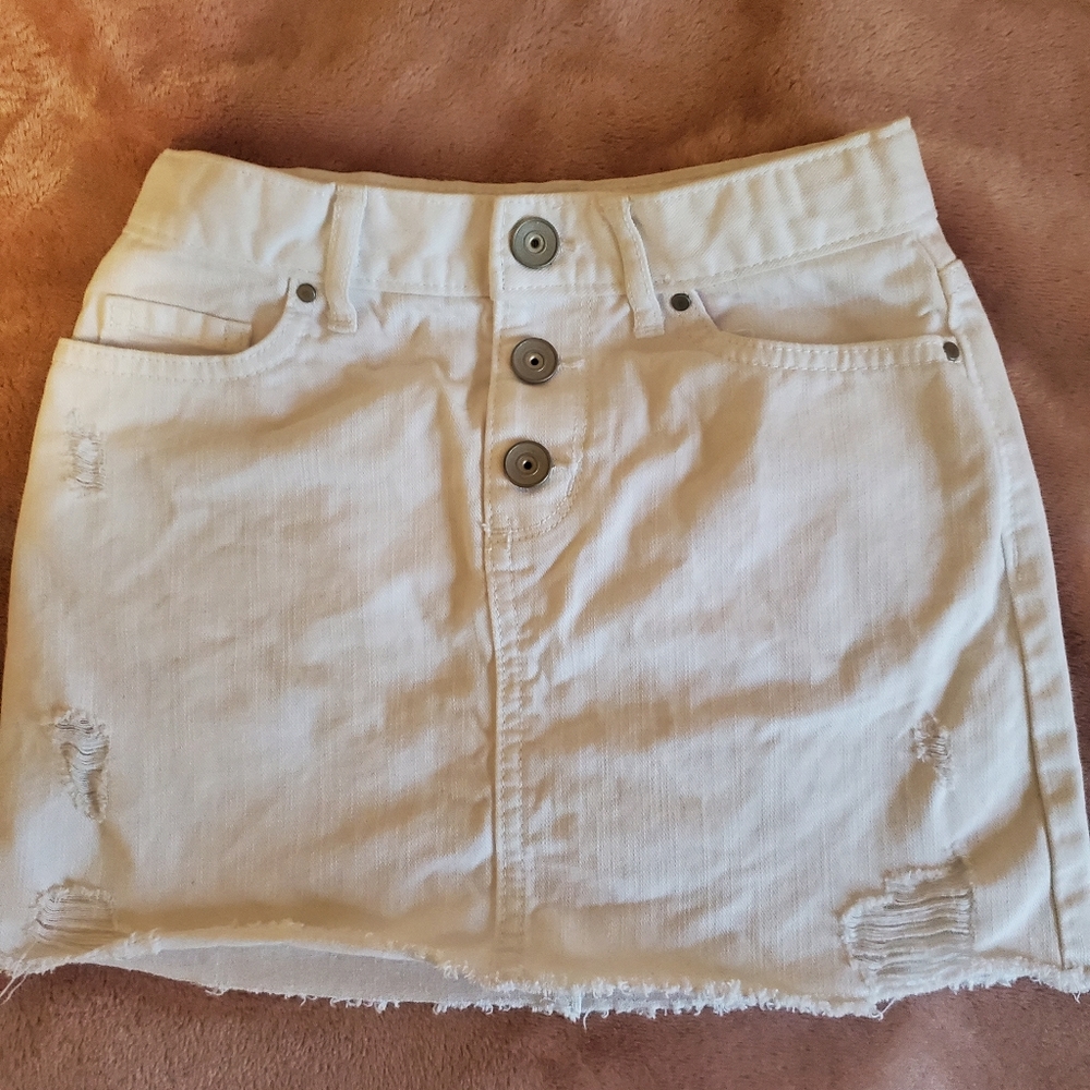 Girls denim white skirt